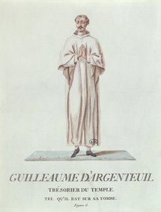 Portræt af Guillaume dArgenteuil, tempelkasserer, som afbildet på hans grav, 1786 (wc på papir) af French School