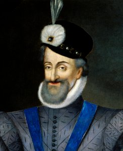 Portræt af Henrik IV (1553-1610) konge af Frankrig. Detalje. Anonymt fransk maleri fra det 17. århundrede. Olie på lærred. Mål: 0,95x1,13m. Obligatorisk omtale: Sully sur Loire, Chateau de Sully af French School
