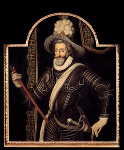 Portræt af Henrik IV i hvid cuirasse og fane, konge af Frankrig og Navarra (1553-1610) Anonymt maleri af den franske skole i det 16. århundrede. Svag. 1,15x0,99 m. af French School