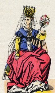 Portræt af Isabeau (Isabelle, Elisabeth) de Baviere (1371-1435), kone til Charles VI af Frankrig. (Kapetisk dynasti). af French School