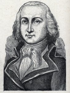 Portræt af Jean Baptiste Cyrus Adelaide de Timbrune de Thiembronne dit Valencia, greve af Valencia og general for den franske revolution (1757-1822). Stik fra 1889. Privat samling. af French School