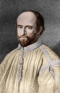 Portræt af Jean Duvergier de Hauranne (1581-1643), Abbe af Saint-Cyran, fransk religiøs og teolog Jansenist (Jean du Vergier de Hauranne, Abbe af Saint Cyran (1581-1643) fransk munk, der introducerede jansenismen i Frankrig) Gravering fra " Les mysterier af French School