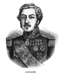 Portræt af Jean Paul Adam Schramm (1789-1884) fransk general. Indgravering i “Les Illustrations De L
