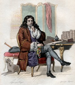 Portræt af Jean de La Fontaine (Lafontaine) (1621-1695), fransk fabulist og digter. af French School