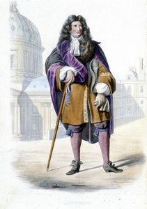 Portræt af Jean de La Fontaine, fransk forfatter (1621-1695) - i Ed. Mennechet, "" Le Plutarque francais"" af French School