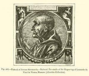 Portræt af Jerome Savonarola (gravering) af French School