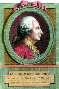 Portræt af Joseph de Montgolfier (1740 - 1810) opfinder af luftballonen. Stik af det 18. århundrede. Privat samling. af French School