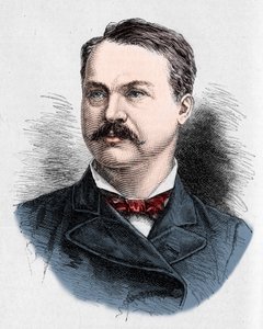 Portræt af Louis Honore (Louis Honore) Frechette (1839-1908), canadisk digter og dramatiker. Indgravering af Charles Georges i "" Le Monde Illustré"" nr. 1328 af 9. september 1882. af French School