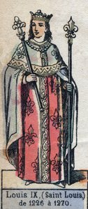 Portræt af Ludvig IX af Frankrig, kendt som Saint Louis (1214-1270) (Capetianernes dynasti). Illustration slutningen af det 19. århundrede. af French School