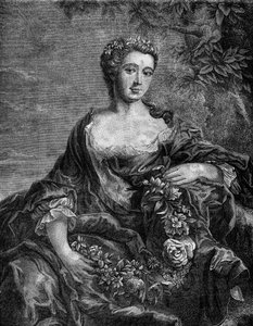 Portræt af Madame de Chateauroux, Marie-Anne de Mailly-Nesle (1717-1744), kong Ludvig XVs favorit. Indstik i "Prostitutionens og udskejelsens historie blandt alle verdens folkeslag fra oldtiden til i dag" af Dr. Th. -F. Debray. 1879. af French School