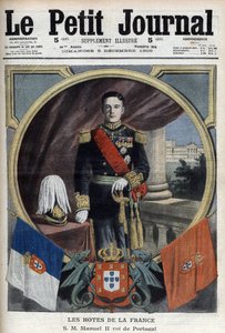 Portræt af Manuel II, konge af Portugal (1889-1932) under hans besøg i Paris - "Le Petit Journal" af 5. december af French School