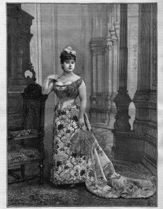 Portræt af Marie Heilbronn (Heilbron) (1849-1886), belgisk sopran. Indgravering i ""The Illustrated World"" af French School