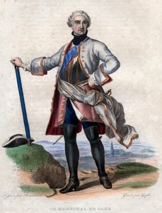 Portræt af Maurice de Saxe (1696-1750), tysk militær i fransk tjeneste og Frankrigs generalmarskal. af French School