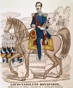 Portræt af Napoleon III - repræsentant for folket, præsident for den franske republik. (Charles Louis Napoleon Bonaparte) (1808 - 1873). Spinal billede. af French School