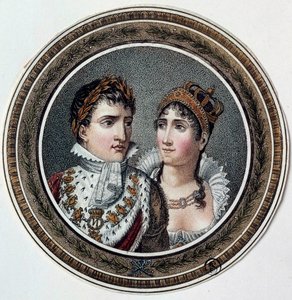 Portræt af Napoleon I (1769-1821) og Josephine de Beauharnais (1763-1814) Maleri på låg af slik. 19. århundrede af French School