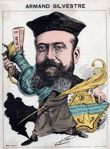 Portræt af Paul Armand (Paul-Armand) Silvestre (1837-1901), fransk digter - tegneserie af andre (Collignon og Tocqueville) i "" Les Hommes d
