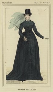 Portræt af Pauline Bonaparte (farvegravering) af French School