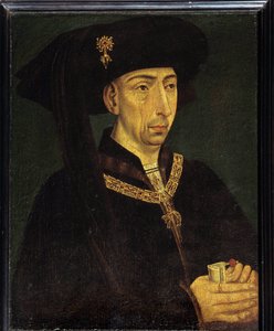 Portræt af Filip III af Bourgogne kaldet Filip den Gode (1396-1467) Hertug af Bourgogne, grundlæggeren af den franske skoles Anonyme gyldne skind af French School