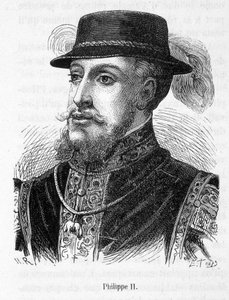 Portræt af Philip II (Philippe-Auguste) - i "" History of France "" af Henri Martin af French School