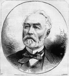 Portræt af Pierre Frederic Dorian (1814-1873), fransk politiker, minister for offentlige arbejder under Den Tredje Republik i 1870. Indgravering i "" Le Monde Illustré"" nr. 707 af 29. oktober af French School