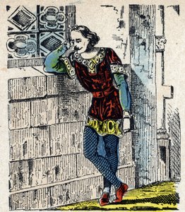 Portræt af prins Charles af Lower Lotharingie (Charles I af Lorraine) (953-991) omsluttes i Orleans i 991 (Charles, hertug af Lower Lorraine fængslet af Hugh Capet i Orleans, hvor han døde kort tid senere, 991) Billede af Epinal 1800-tallet Privat af French School
