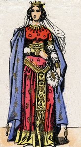 Portræt af Dronning Nantilde (ca. 610-642). af French School