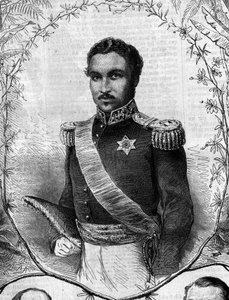 Portræt af Radama II (1829-1863), konge af Madagaskar. Indgravering i "" Le Monde Illustré"" nr. 268 af 31. maj 1862. af French School