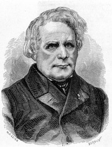 Portræt af Ruhmkorff Heinrich Daniel (1803 - 1877), bygmester af fysikinstrumenter (induktionsapparatet), tysk mekaniker og elektriker - i "" Videnskabens album; berømte videnskabsmænd; Store opdagelser””” 1896. af French School