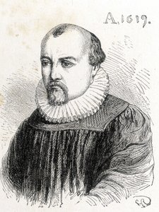 Portræt af Solomon de Caus (1576-1624), fransk fysiker - i "" Album of Science; berømte lærde; Store opdagelser””” 1896. af French School