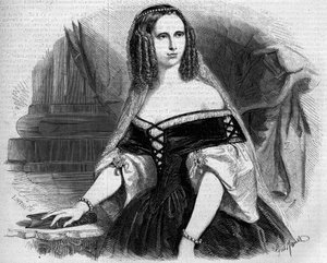 Portræt af Sophie af Württemberg (1818-1879), dronning af Holland. Indgravering i "" Le Monde Illustré"" nr. 53 af 17. april 1858. af French School