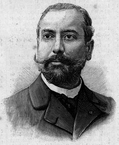 Portræt af Victor Theophile Liotard (1858-1916), fransk farmaceut og kolonial opdagelsesrejsende. Indgravering i "" Journal des Voyages"" af 29. januar af French School