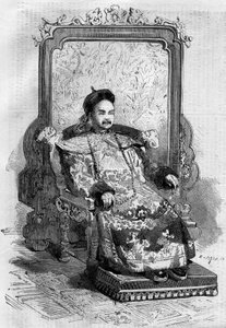 Portræt af Xianfeng (1831-1861), kejser af Kina af Qing-dynastiet. Indgravering i "" Le Monde Illustré"" nr. 199 af 2. februar af French School