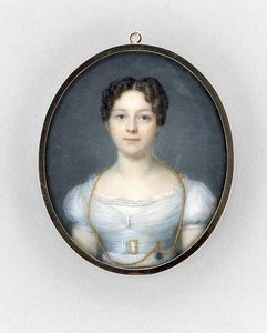 Portræt af en kvinde, ca. 1819 (akvarel på elfenben af French School
