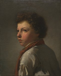 Portræt af en ung mand (olie på stof) af French School