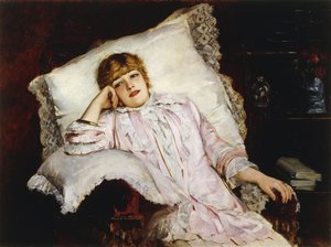 Portræt af skuespillerinden Jeanne Samary siddende i trekvart længde, af French School