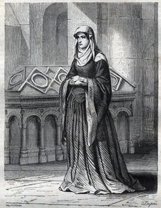 Portræt af den benediktinerske nonne, der ville have været elskerinde og søster til pave Gregoire XII og mor til Eugene IV (Gabriele Condulmer 1383-1447). Indgravering i "" Pavernes historie (...) Dronningkongens og kejsernes forbrydelser gennem århundrede af French School
