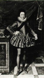 Portræt af spædbarnet Ludvig XIII (1601-43) Konge af Frankrig og Navarra, ca. 1611 (olie på lærred) (s/h foto) af French School