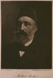 Portræt af Khedive Tawfik, fra LEgypte af Georg Moritz Ebers (1837-98), 1881 (bw gravering) af French School