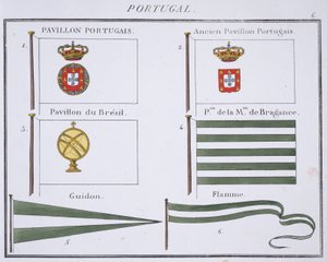 Portugisiske flag, fra en fransk bog med flag, ca. 1819 af French School