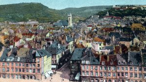 Postkort med udsigten fra Madeleine Tower, Besancon, ca. 1930 (farve litho) af French School