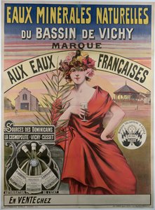 Plakat, der reklamerer for det naturlige mineralvand i Vichy-bassinet, naturligt mineralvand