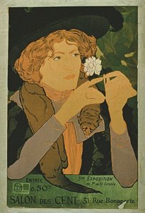 Plakat, der reklamerer for den femte udstilling for Salon Des Cent, Paris