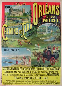 Plakat, der reklamerer for jernbanerne i Orleans og Midi, Frankrig