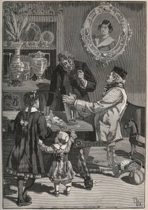 Potichomy, en proces fra det 19. århundrede til at efterligne porcelænsvaser fra Kina og Japan. Indgravering fra 1880 i "" Les arts et metiers illustres"" af Adolphe BITARD. af French School