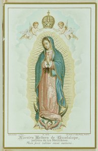 Bønnekort, der forestiller Vor Frue af Guadalupe, ca. 1900 af French School