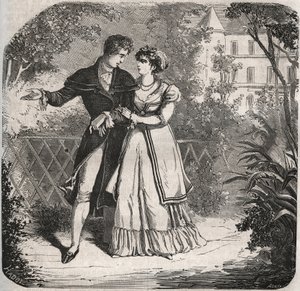 Prinsesse af Wales Carolina af Brunswick (1768-1821) på tur med sin elsker, Bartolomeo Bergami. Indgravering fra 1871 i "Histoire Des Cocus Celebres"" af Henry de Kock (1819-1892). af French School
