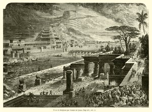 Erobringen af ​​Babylon af Kyros hær (gravering) af French School
