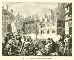 Tilfangetagelse af Chateau-deau i 1848 af French School