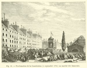 Proklamation af forfatningen, 4. september 1791, ved de uskyldiges march af French School