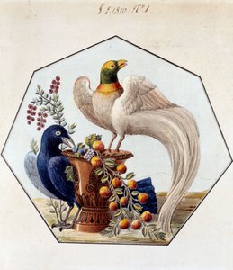 Projekt til fuglebordet i porcelæn af Alexandre Brongniart (1770-1847). 1810 Sevres, arkiver for Manufacture de Sevres af French School